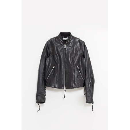 OUR LEGACY WHISKER BLACK BUFFED LAMBSKIN YOKAI LEATHER JACKET
